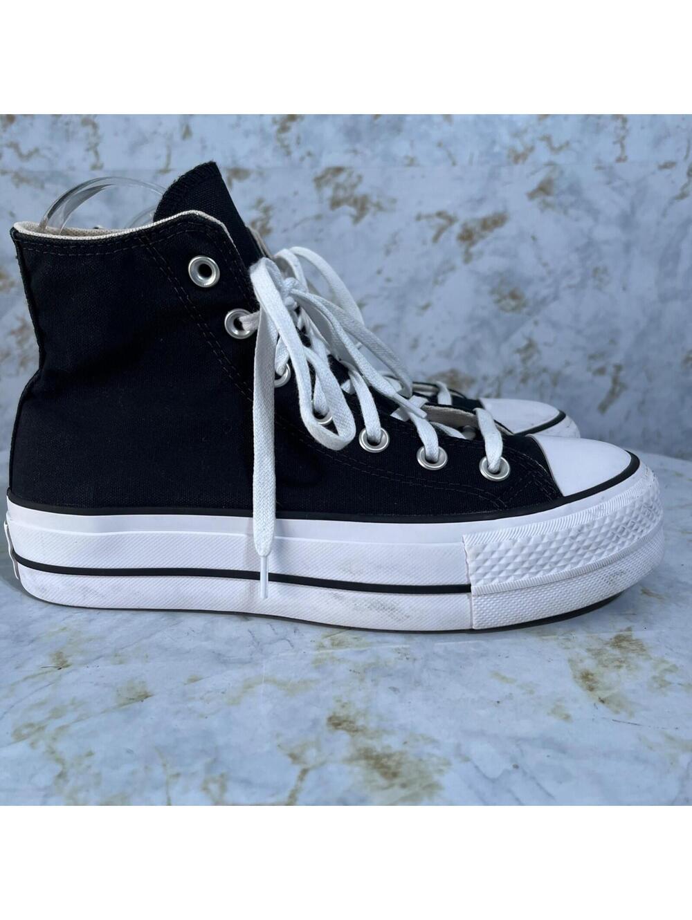 Converse All Star Chuck Taylor Womens Size 7 Shoes Black White Platform Sneakers
